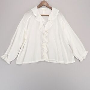 COPY - Doen Ruffled Shirt Womens Medium White Ramie Long Sleeve Button Up